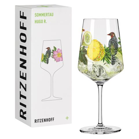 【RITZENHOFF】Summer Dew/夏露系列 高腳水晶杯-夏日叢鳥