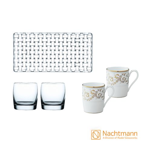【Nachtmann】簡約微醺5件組(威士忌杯+點心盤+馬克杯組)