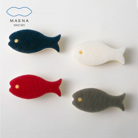 MARNA 日本進口小魚造型海綿菜瓜布-四入組