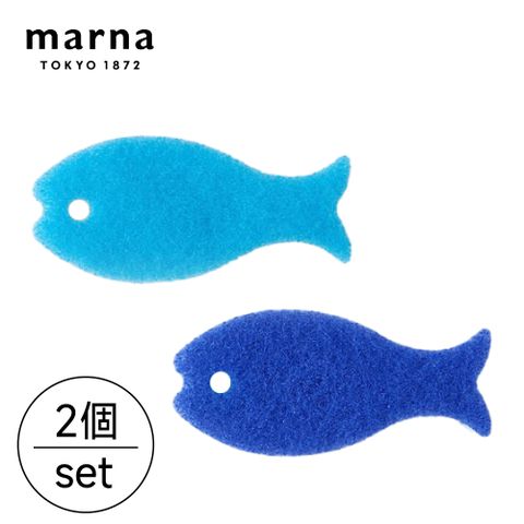 MARNA 日本進口小魚造型菜瓜布-海洋/天空 (2入組)