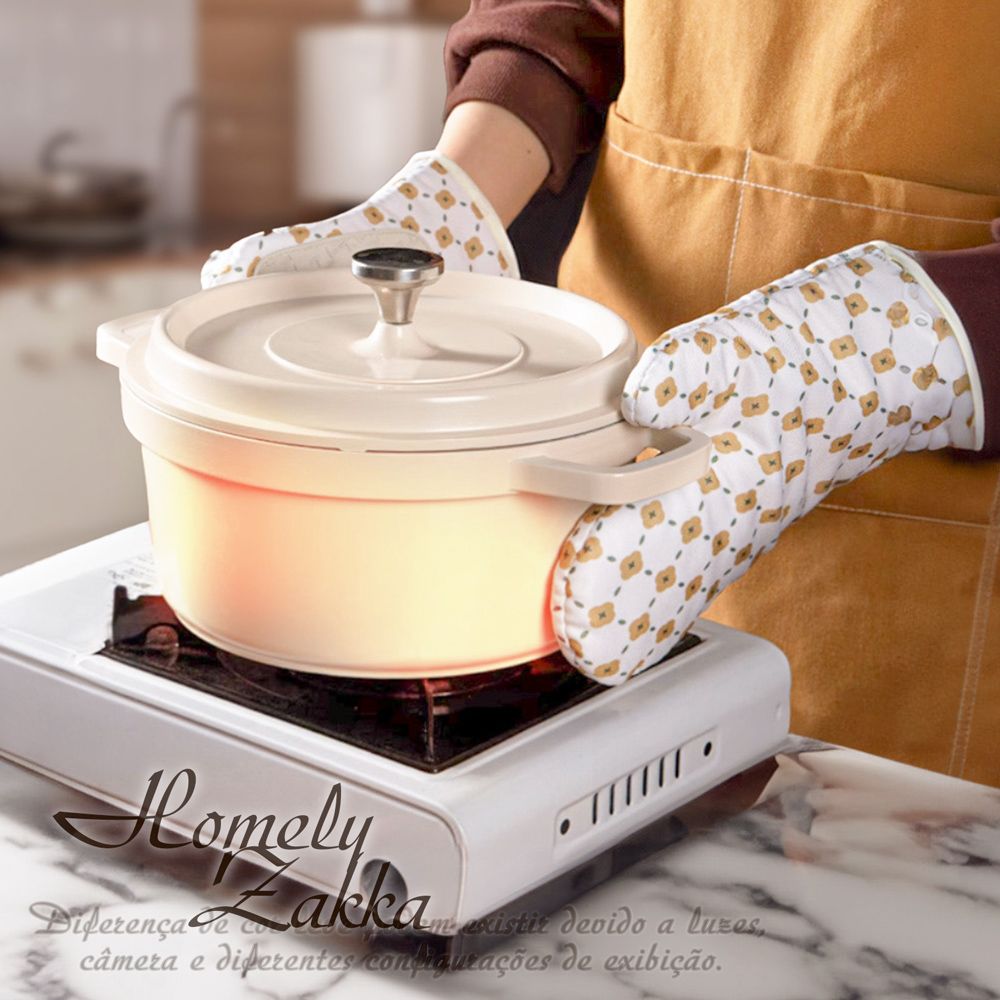 Homely Zakka 時尚輕奢印花加厚耐高溫防水矽膠隔熱防燙手套一雙_2色任選