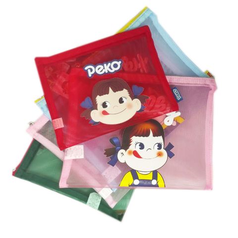 日本不二家 PEKO 網狀拉鍊收納袋 筆袋 文具袋