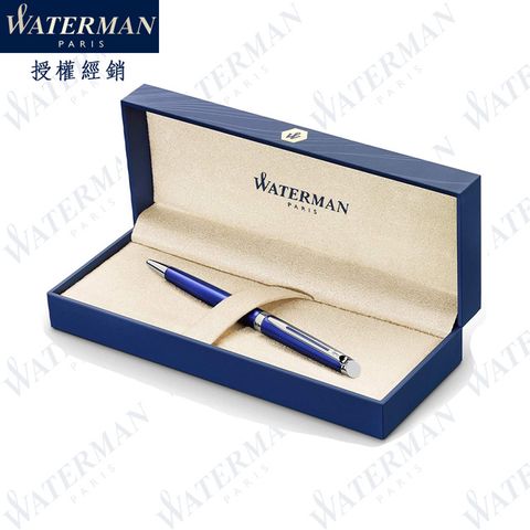 WATERMAN 雋雅系列 寶石藍白夾 原子筆 法國製造