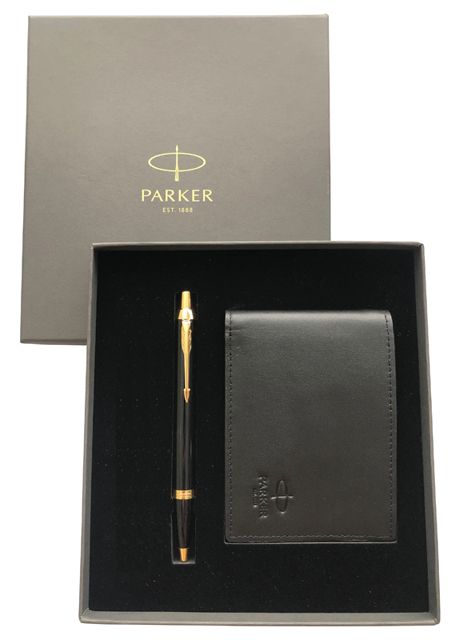 派克 PARKER 新IM 原子筆+牛皮短夾禮盒七種顏色供選擇