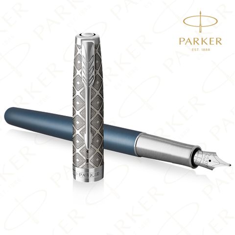 《派克 PARKER 卓爾致臻 18K F尖 蔚藍鋼筆》買就送派克鋼筆墨水！