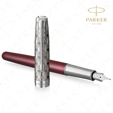 《派克 PARKER 卓爾致臻 18K F尖 典藏紅鋼筆》買就送派克鋼筆墨水！
