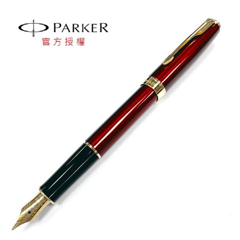 PARKER 派克 08 商籟 麗雅紅金夾鋼筆(18k尖)