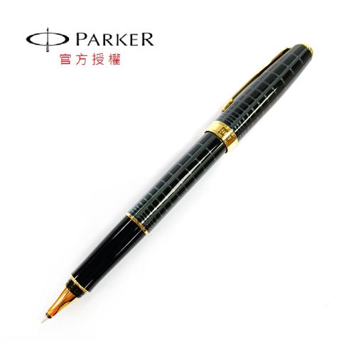 PARKER 08 格紋深灰金夾 鋼珠筆