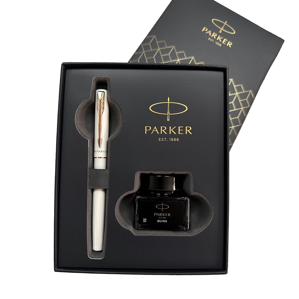 PARKER 派克 《威雅XL 月光白玫瑰金夾限定版鋼筆墨水禮盒組》【美國】法國原廠精緻墨水禮盒熱銷組合