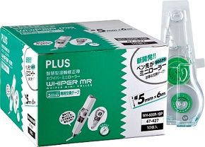 PLUS【Mini Roller】智慧型修正替換帶量販包--綠色10入裝(5mm x6M)