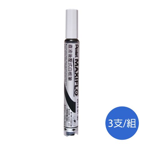 Pentel 飛龍 後壓式白板筆MWL-5SA/黑/4mm/細圓頭/3支/組