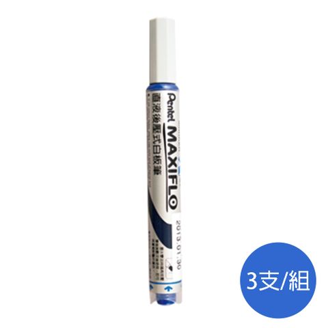 Pentel 飛龍 後壓式白板筆MWL-5SC/藍/4mm/細圓頭/3支/組