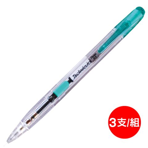 Pentel 飛龍 側壓自動鉛筆PD-105T-D/綠桿/0.5mm/3支/組