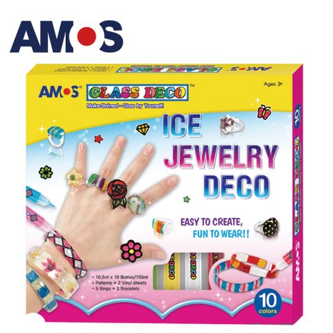 韓國AMOS 10色戒指手環DIY玻璃彩繪組