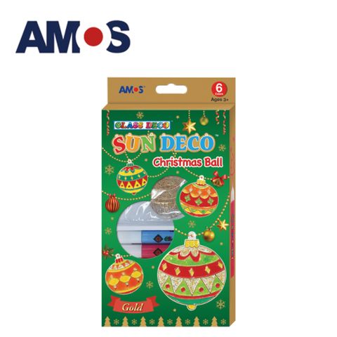 韓國AMOS 6色聖誕彩球模型版DIY玻璃彩繪組