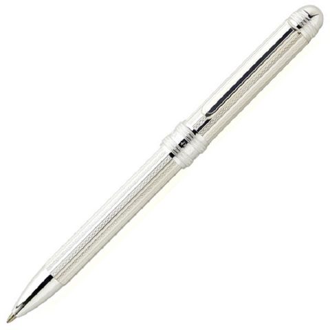 日本 PLATINUM 白金牌 純銀三用筆 網紋款 (MWB-10000SA-3) 紅藍原子筆+0.5mm自動鉛筆