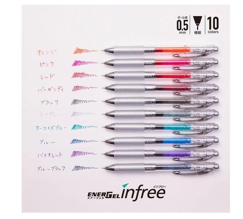 Pentel 飛龍 ENERGEL infree 0.5mm極速鋼珠筆 透明桿(BLN75TL)