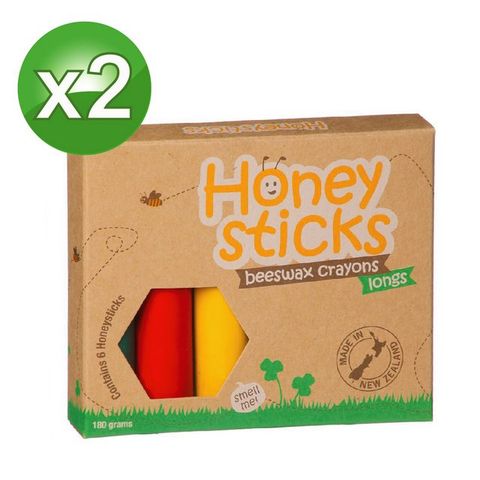 【Honey Sticks】純天然蜂蠟無毒蠟筆-3歲以上幼童適用(6色高胖型x2組)