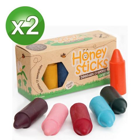 Honey Sticks 純天然蜂蠟無毒蠟筆-1歲以上寶寶適用(12色矮胖型x2組)