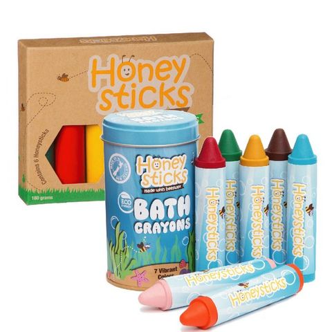 【Honey Sticks】純天然蜂蠟無毒蠟筆(6色高胖型+7色浴室可水洗型)