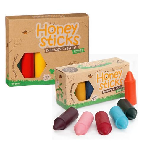 【Honey Sticks】純天然蜂蠟無毒蠟筆-1-3歲以上幼童適用(6色高胖型+12色矮胖型)