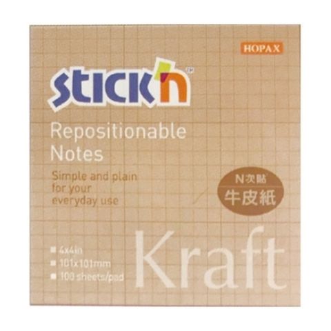 [N次貼] 牛皮紙便條本,4X4",100張/本,方眼格-61216