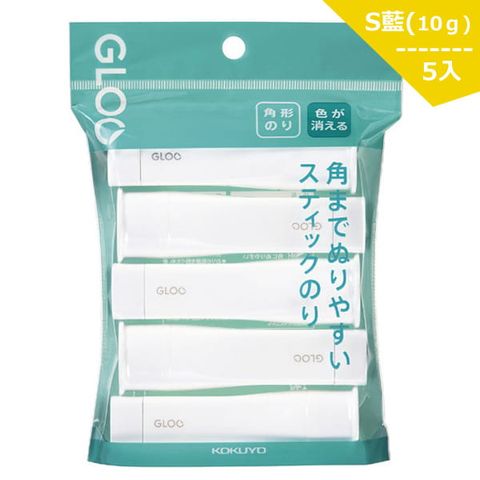 KOKUYO GLOO 方形口紅膠消色型-S藍(10g)5入