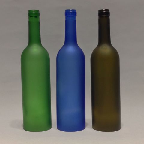 純手工製作 磨砂切尾酒瓶 藍綠棕各一