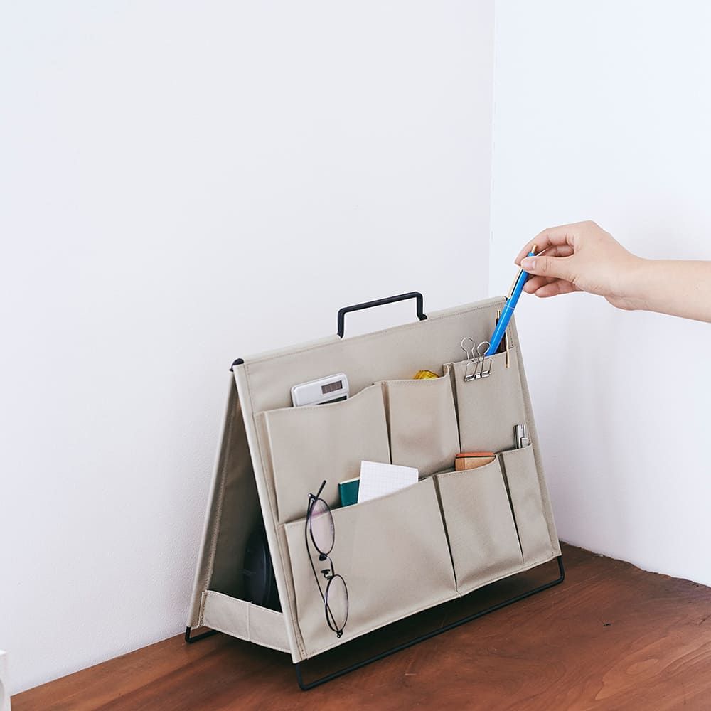 KING JIM SPOT TOOL STAND 桌上型可折疊雙面收納架 奶茶色 (KSP001D-BE)