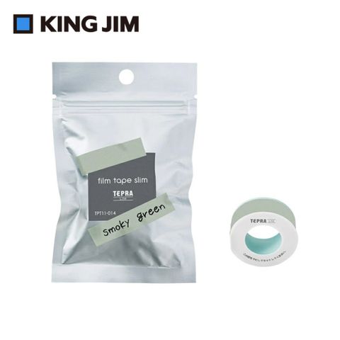 【KING JIM】TEPRA LITE 熱感式標籤薄膜自黏膠帶 11mm 煙燻綠(TPT11-014)