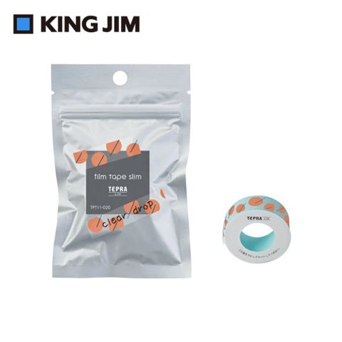 【KING JIM】TEPRA LITE 熱感式標籤薄膜自黏膠帶 11mm 透明水滴(TPT11-020)