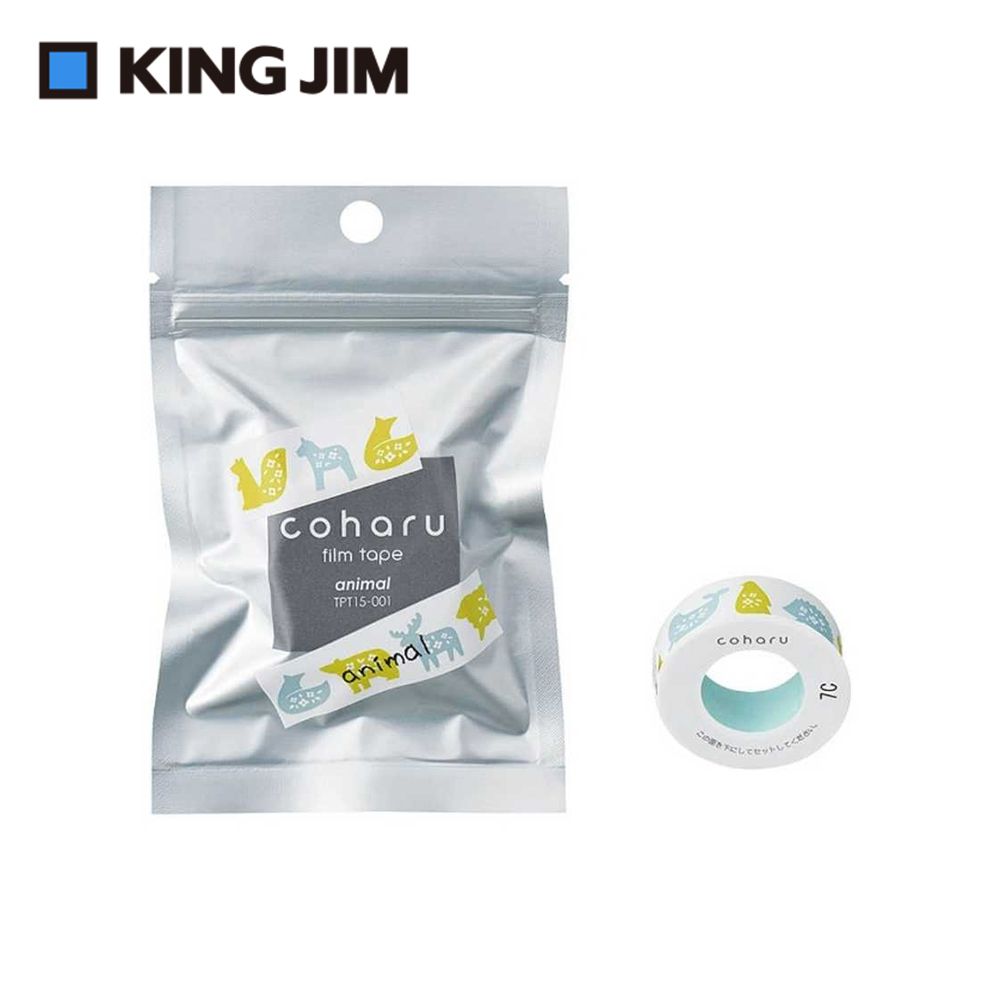 KING JIM TEPRA LITE 熱感式標籤薄膜自黏膠帶 15mm動物(TPT15-001)