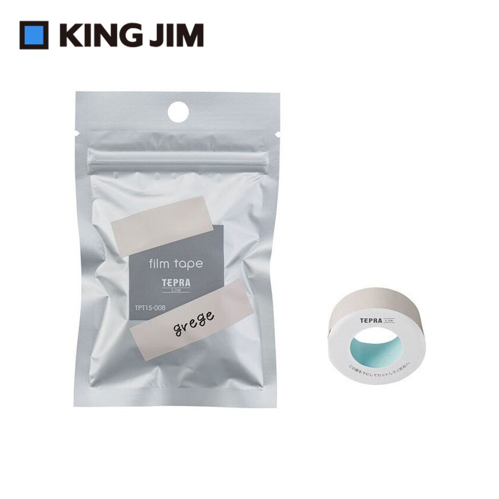 KING JIM TEPRA LITE 熱感式標籤薄膜自黏膠帶 15mm 裸色(TPT15-008)