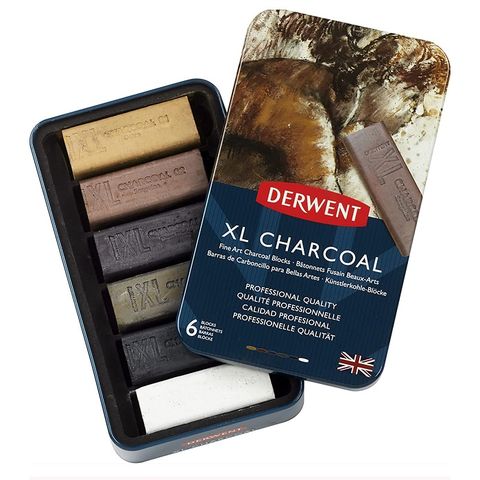 英國 Derwent 德爾文 XL Charcoal 水性 6色 鐵盒 2302009
