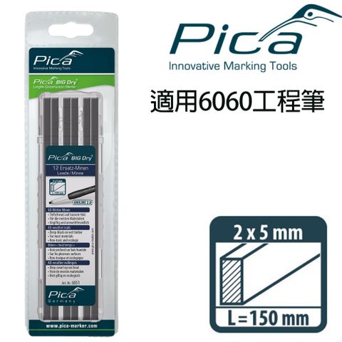 PICA 皮卡工程筆 超粗工程筆 筆芯12入-乾溼木材皆可(吊卡)6051/SB