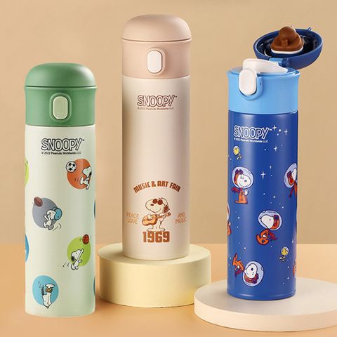 優貝選 史努比 SNOOPY 316不鏽鋼吸 兩用 保冷/保溫 直飲式水壺 500ML