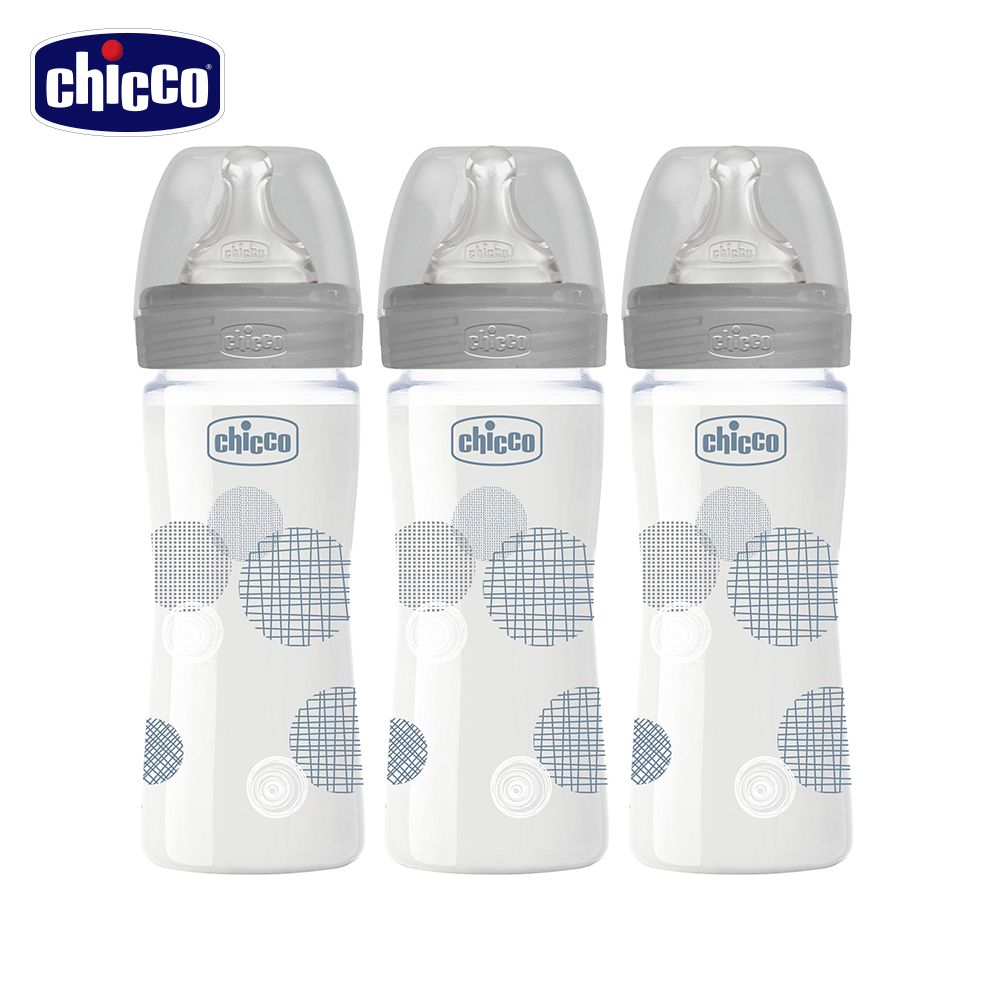 chicco 防脹氣玻璃奶瓶促銷3入組 240ml(小單孔)