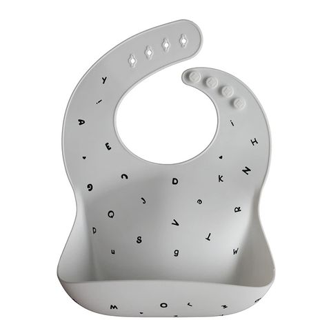 Mushie 【美國】嬰兒食品級矽膠立體防水圍兜Silicone Baby Bib-Letters White