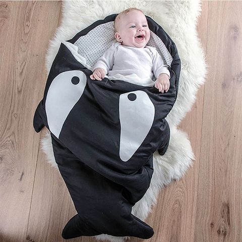 【【西班牙設計】】鯊魚咬一口《輕量版》BabyBites 100% 純棉手作嬰兒/幼兒睡袋|防踢被|包巾 小殺人鯨
