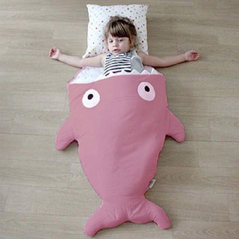【西班牙設計】鯊魚咬一口《輕量版》BabyBites 100% 純棉手作嬰兒/幼兒睡袋|防踢被|包巾 莓果牛奶