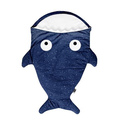 【西班牙設計】鯊魚咬一口《標準版》BabyBites 100% 純棉手作嬰兒/幼兒睡袋|防踢被|包巾 - 星空午夜藍