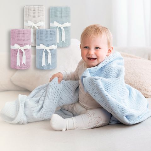 【奇哥】純棉洞洞毯 120x155cm(寶寶毯 嬰兒毯 四季毯 冷氣毯 涼被 小被被 蓋被)