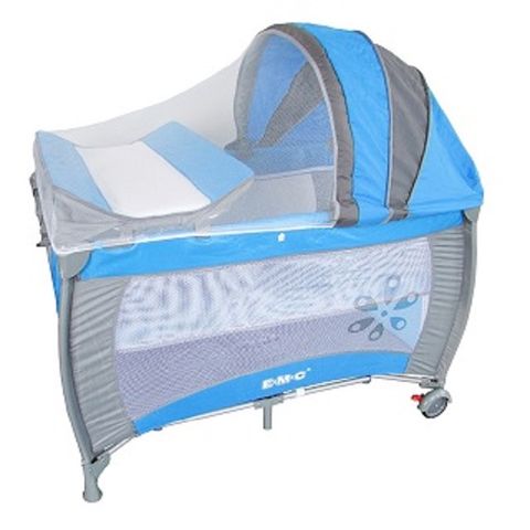 EMC 雙層嬰兒床(遊戲床)★可隨時收納~超方便~有藍、咖、紅三色可選