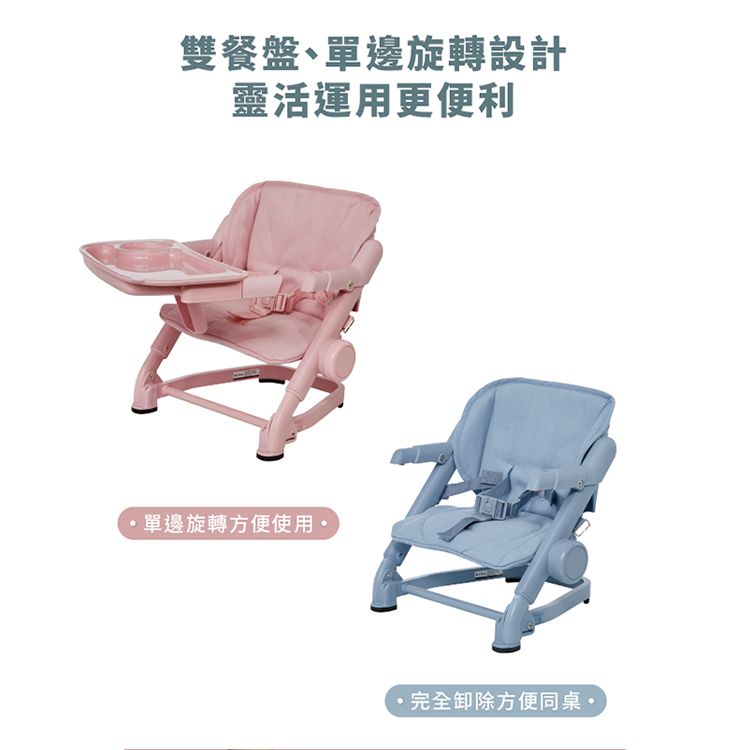 雙餐盤、單邊旋轉設計靈活運用更便利單邊旋轉方便使用完全卸除方便