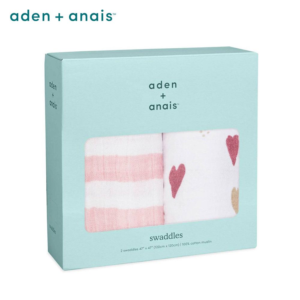 Aden & Anais 經典多功能包巾2入/愛心點點