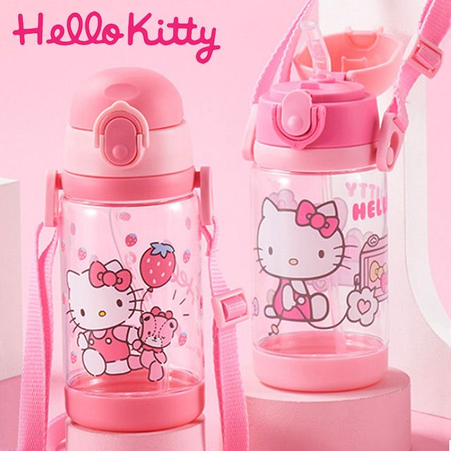 優貝選 凱蒂貓 HELLO KITTY 兒童 吸管式/直飲式 兩用背帶水壺