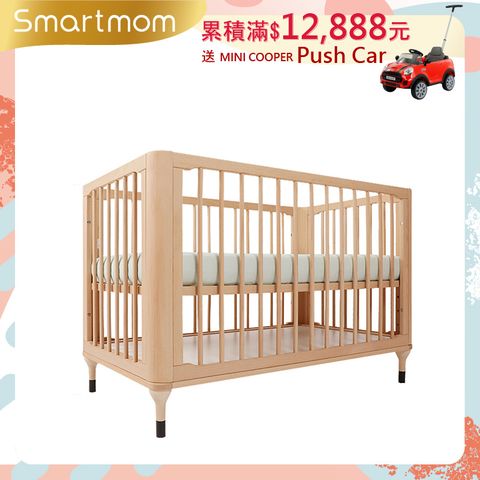 Smartmom 聰明媽咪 原生初紋櫸木多功能嬰兒床 可變書桌 大床 不含床墊兒童床 成長床