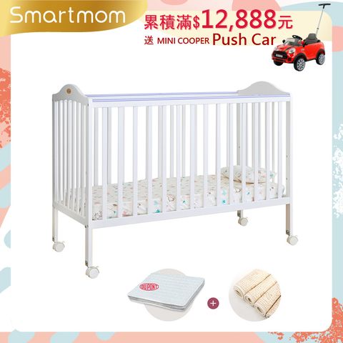 Smartmom 聰明媽咪 卡莉絲嬰兒床杜邦防蹣透氣墊+尿墊(超值三件組)