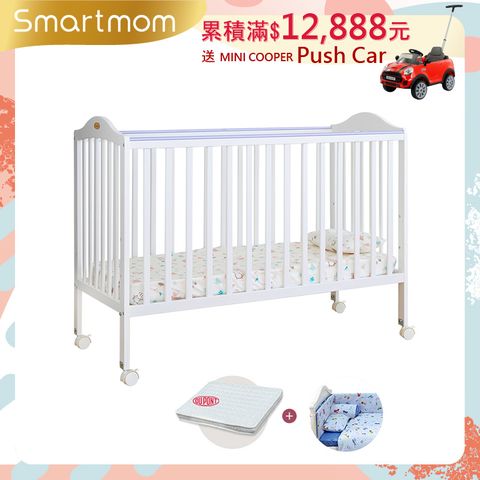 Smartmom 聰明媽咪 【i-Smart】卡莉絲嬰兒床杜邦防蹣透氣墊+寢具七件組(超值三件組)