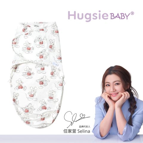 HugsieBABY經典米奇系列靜音袋鼠包巾【竹纖維款】(適用於0-4個月) 嬰兒包巾 懶人包巾 新生兒防驚嚇
